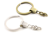 Load image into Gallery viewer, 10pcs/lot Key Ring ( Ring Size: 30mm ) Key Chain Rhodium And Bronze Plated 50mm Long Round Split Keychain Keyrings Wholesale