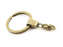 Load image into Gallery viewer, 10pcs/lot Key Ring ( Ring Size: 30mm ) Key Chain Rhodium And Bronze Plated 50mm Long Round Split Keychain Keyrings Wholesale