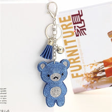 Load image into Gallery viewer, New Arrival PU Leather Keychain Girl&#39;s Cute Rhinestone Bear Animal Pendant Key Chains Rhinestone Car Bag Silver Keychain Gift