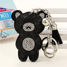 Load image into Gallery viewer, New Arrival PU Leather Keychain Girl&#39;s Cute Rhinestone Bear Animal Pendant Key Chains Rhinestone Car Bag Silver Keychain Gift