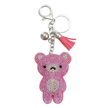 Load image into Gallery viewer, New Arrival PU Leather Keychain Girl&#39;s Cute Rhinestone Bear Animal Pendant Key Chains Rhinestone Car Bag Silver Keychain Gift