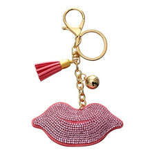 Load image into Gallery viewer, Cute Lips Crystal Key Chains Rings Holder For Women Silver Gold Purse Bag Car Buckle Pendant For Car Keyrings KeyChains Girls