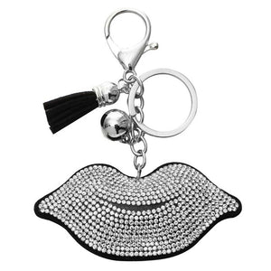 Cute Lips Crystal Key Chains Rings Holder For Women Silver Gold Purse Bag Car Buckle Pendant For Car Keyrings KeyChains Girls