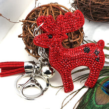 Load image into Gallery viewer, High Quality Cute elk horse animal Leather Tassels Key Chain Lobster Clip Keyring Tassels Bag Charms Keychain Key rings Holder