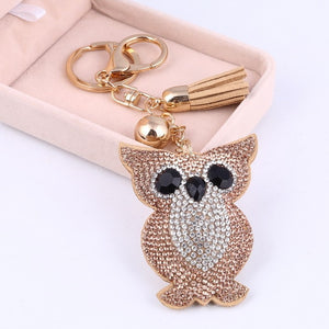 Fashion PU Leather Cute Animal Pendant Keychain Rhinestone Silver Key Chain Crstal Car Bag Charm Keychain Ring Holder Wholesale