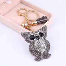 Load image into Gallery viewer, Fashion PU Leather Cute Animal Pendant Keychain Rhinestone Silver Key Chain Crstal Car Bag Charm Keychain Ring Holder Wholesale