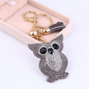 Fashion PU Leather Cute Animal Pendant Keychain Rhinestone Silver Key Chain Crstal Car Bag Charm Keychain Ring Holder Wholesale