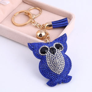 Fashion PU Leather Cute Animal Pendant Keychain Rhinestone Silver Key Chain Crstal Car Bag Charm Keychain Ring Holder Wholesale