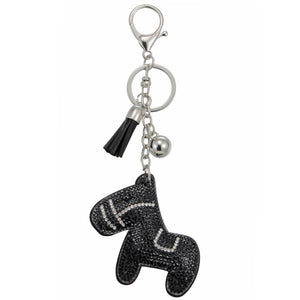 Fashion PU Leather Cute Animal Pendant Keychain Rhinestone Silver Key Chain Crstal Car Bag Charm Keychain Ring Holder Wholesale