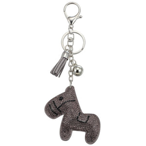 Fashion PU Leather Cute Animal Pendant Keychain Rhinestone Silver Key Chain Crstal Car Bag Charm Keychain Ring Holder Wholesale