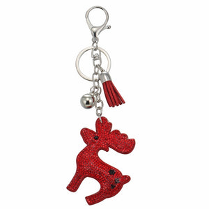 Fashion PU Leather Cute Animal Pendant Keychain Rhinestone Silver Key Chain Crstal Car Bag Charm Keychain Ring Holder Wholesale