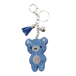 Fashion PU Leather Cute Animal Pendant Keychain Rhinestone Silver Key Chain Crstal Car Bag Charm Keychain Ring Holder Wholesale