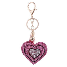 Load image into Gallery viewer, Colorful PU Leather Tassel Keychain Romantic Heart Pendant Rhinestone Charm Gold Key Chains Ring Bag Car Keychain accessories