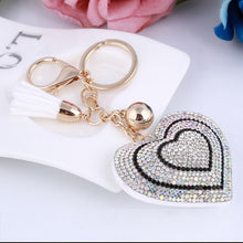 Load image into Gallery viewer, Gold key chain Crystal Heart keychains keyrings women handbag charms pendant key luxury man car llaveros key rings accessory