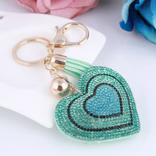 Load image into Gallery viewer, Gold key chain Crystal Heart keychains keyrings women handbag charms pendant key luxury man car llaveros key rings accessory