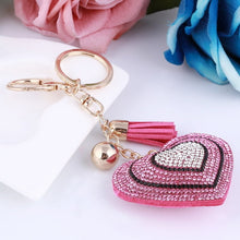 Load image into Gallery viewer, Gold key chain Crystal Heart keychains keyrings women handbag charms pendant key luxury man car llaveros key rings accessory