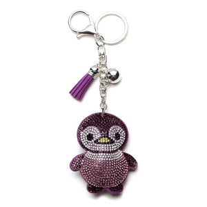 Owl bear Animal jewelry Keychain Full Crystal Silver Chain Tassels Beads Strand Pendant Charm Key Chains Bohemian Accessories