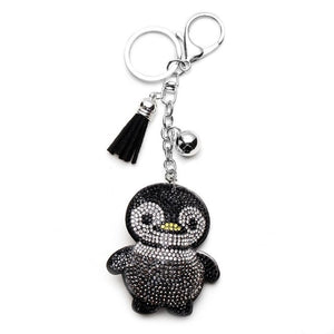 Owl bear Animal jewelry Keychain Full Crystal Silver Chain Tassels Beads Strand Pendant Charm Key Chains Bohemian Accessories