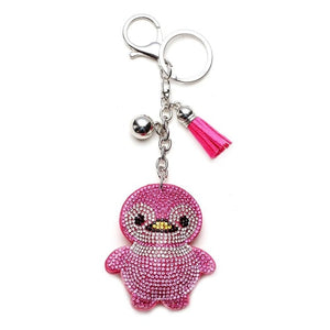 Owl bear Animal jewelry Keychain Full Crystal Silver Chain Tassels Beads Strand Pendant Charm Key Chains Bohemian Accessories