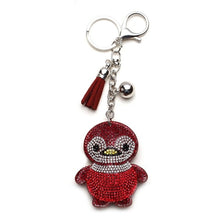 Load image into Gallery viewer, Owl bear Animal jewelry Keychain Full Crystal Silver Chain Tassels Beads Strand Pendant Charm Key Chains Bohemian Accessories