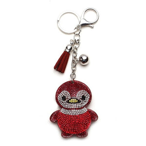 Owl bear Animal jewelry Keychain Full Crystal Silver Chain Tassels Beads Strand Pendant Charm Key Chains Bohemian Accessories