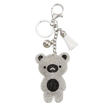 Load image into Gallery viewer, Owl bear Animal jewelry Keychain Full Crystal Silver Chain Tassels Beads Strand Pendant Charm Key Chains Bohemian Accessories