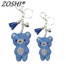 Load image into Gallery viewer, ZOSHI 2019 Fashion Car Play Full Crystal Rhinestone Bear Key Chain Silver Plated Chain Keychain Bag Car Hanging Pendant Jewelry