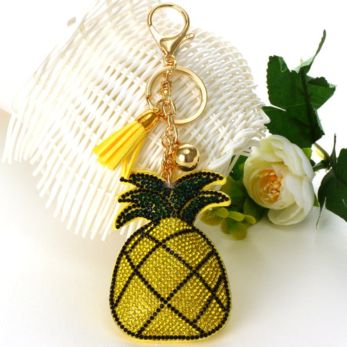 2019 New fashion Key Chain Accessories Tassel Key Ring PU Leather pineapple fruit Pendant Car Keychain Holder Jewelry Bag Charms