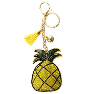 2019 New fashion Key Chain Accessories Tassel Key Ring PU Leather pineapple fruit Pendant Car Keychain Holder Jewelry Bag Charms